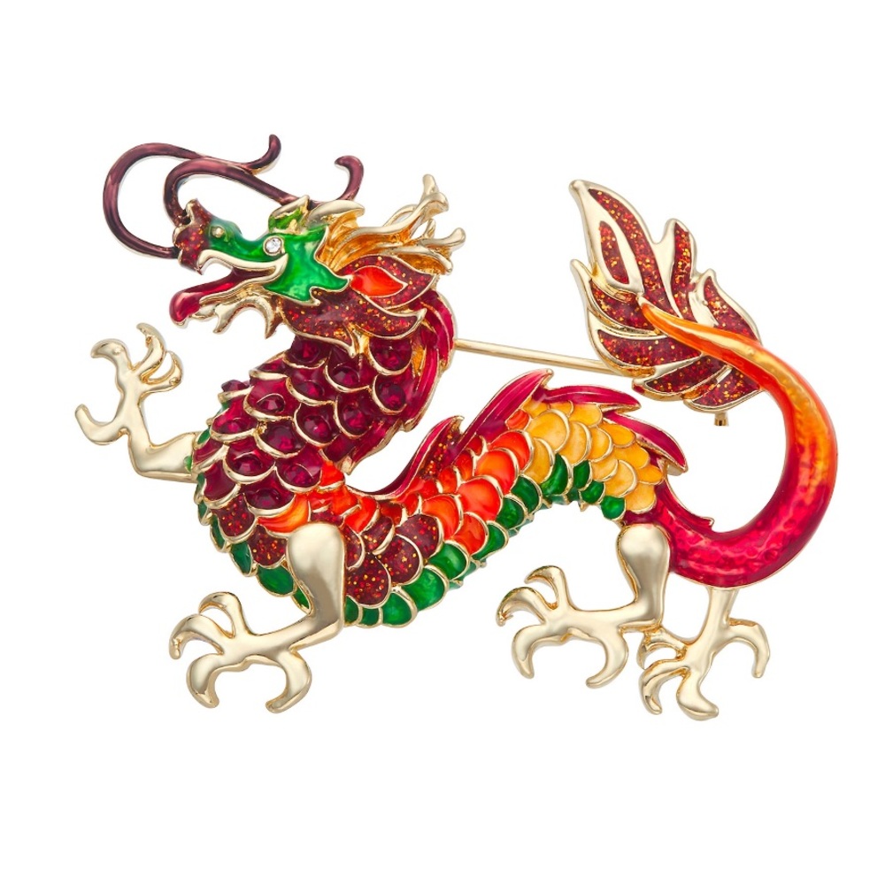 Napier Gold Tone Pin Into Winter | Dragon Pin